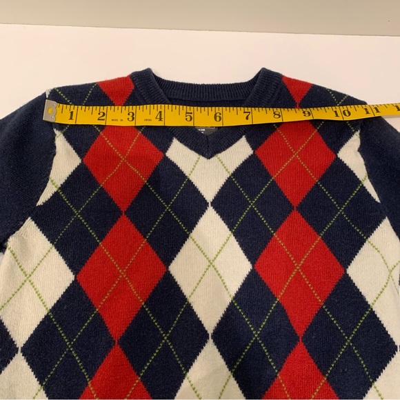 H&M Boys Argyle V-neck Wool Blend Sweater,Navy Red Cream Size US 3-4Y - Picture 5 of 7